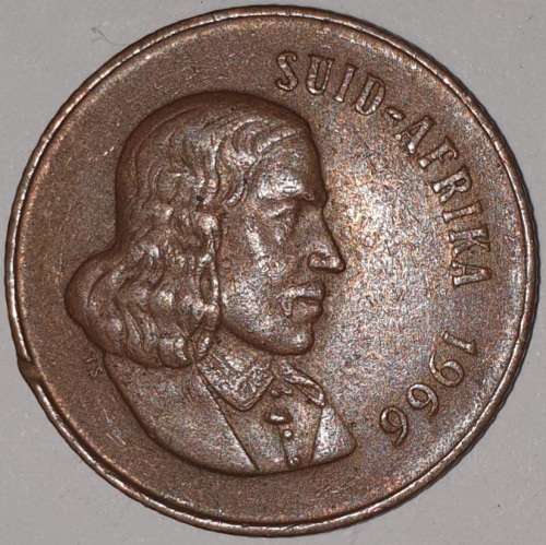 1966 AFR - 2 CENT COIN (TWO CENT COIN) - RSA - BRONZE - KM#66.2 - WILDEBEEST